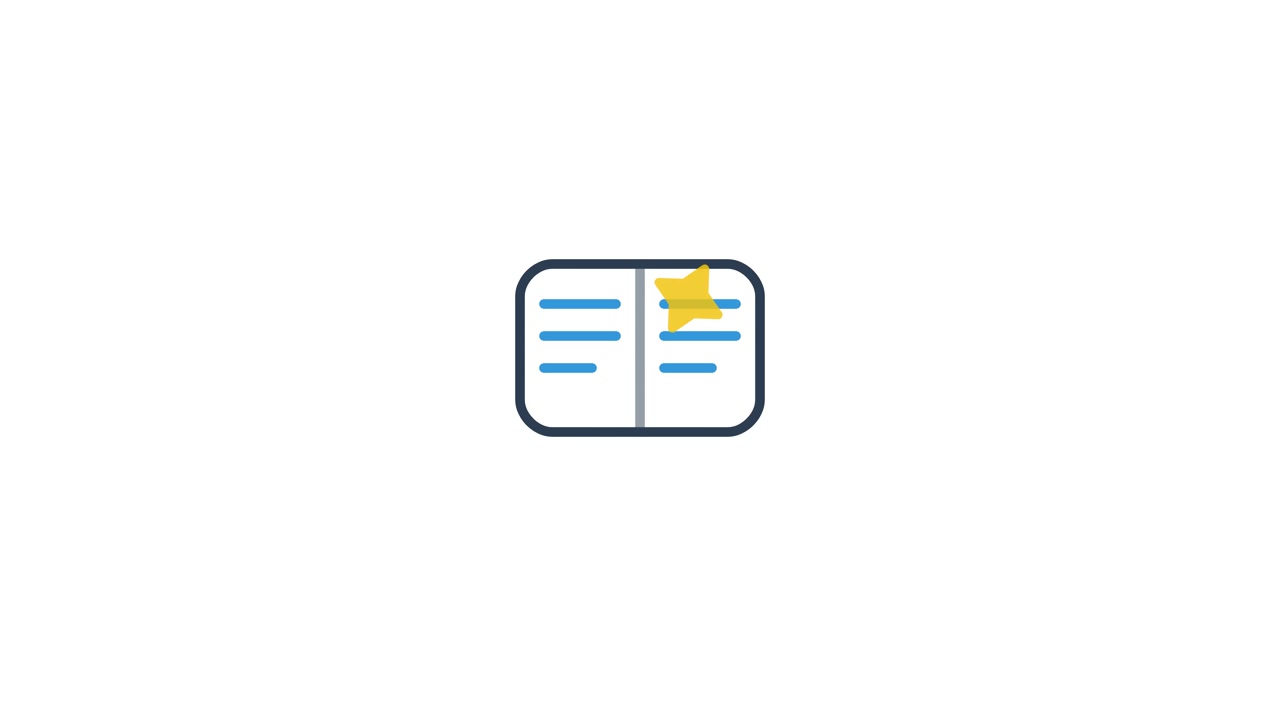 Animated Icon of an Open Book with a Star Bookmark