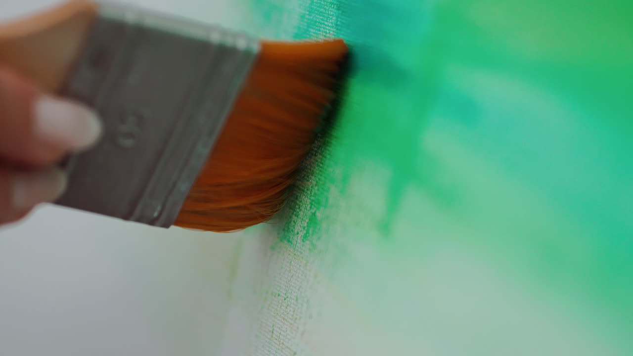 Painting in Progress with Green Hues