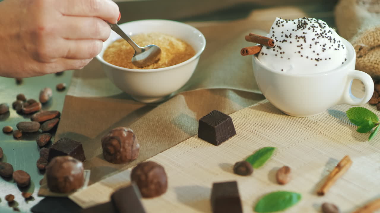 가까운 여성 손이 그 ⁇ 에서 사탕수수  ⁇ 개를 모으고 있습니다.