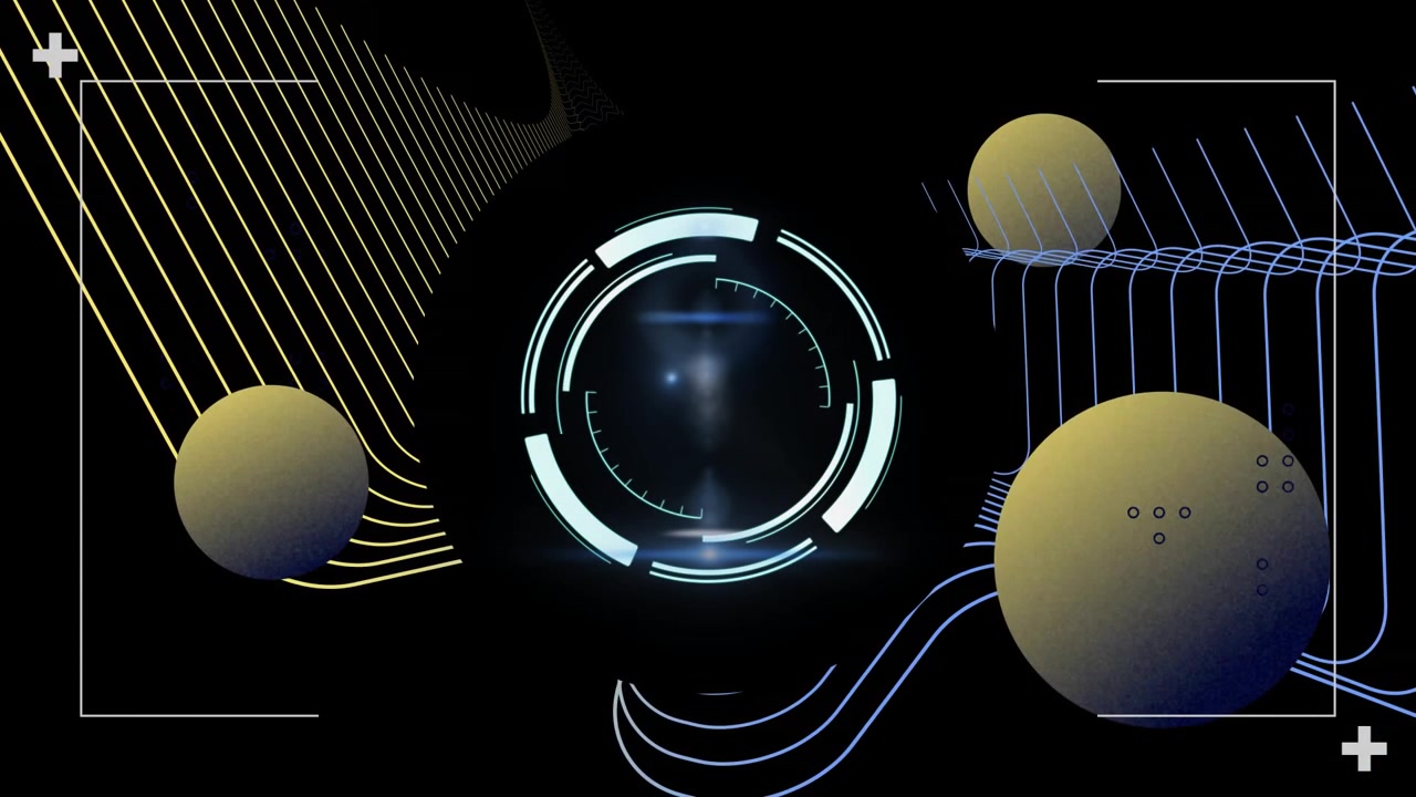 Animation of digital data processing over scope with spheres
