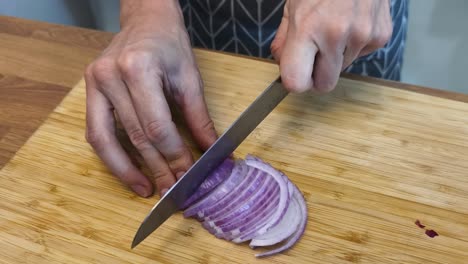 chopping red onion