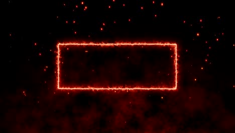 4k fire sparkly glowing frame with copy space on dark background and red heat background. motion graphic and animation wallpaper.