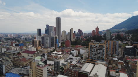 Aerial-Drone-Establishing-Shot-Of-Urban-Downtown-Metropolis-Area-With-High-Rise-Building-Skyscrapers-During-Sunny-Daytime