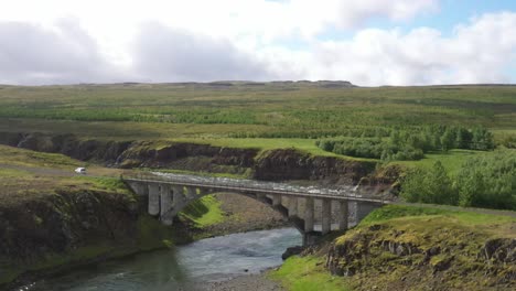 Bridge-over-river-in-Iceland-with-drone-video-moving-forward