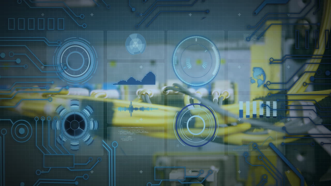 컴퓨터 와이어를 통해 데이터 처리의 애니메이션