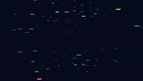 a maze of colored squares illuminated by a bright light in a dark room