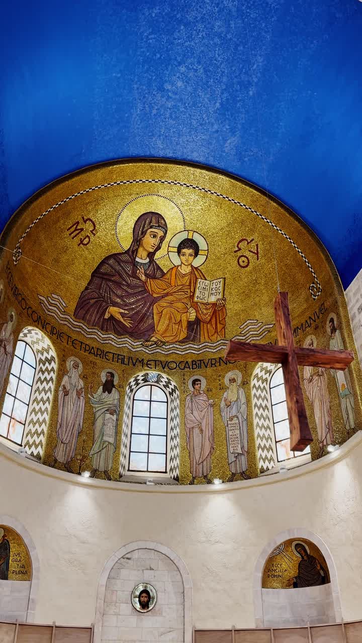 Interior of Dormition Abbey with Altar and Mosaics