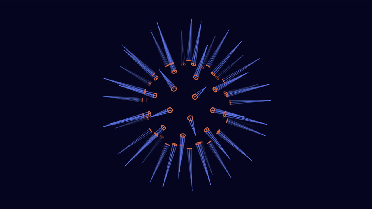 A stylized 3D representation of a circular coral reef with intricate pointed shapes and blue dots on a blue background. The design exudes a captivating and harmonious underwater ambiance