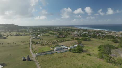 brilliant blue sky sunny day above cove bay st lucy barbados coastal community