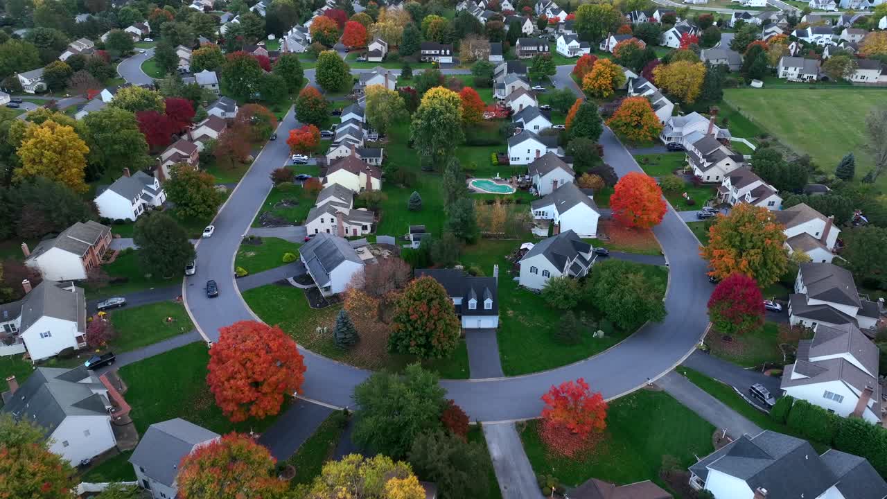 Residential street in autumn