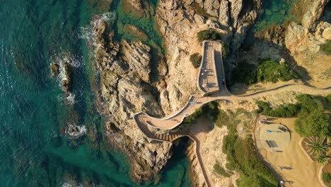 aerial, overhead view of the seafood donut in lloret de mar, costa brava, gerona