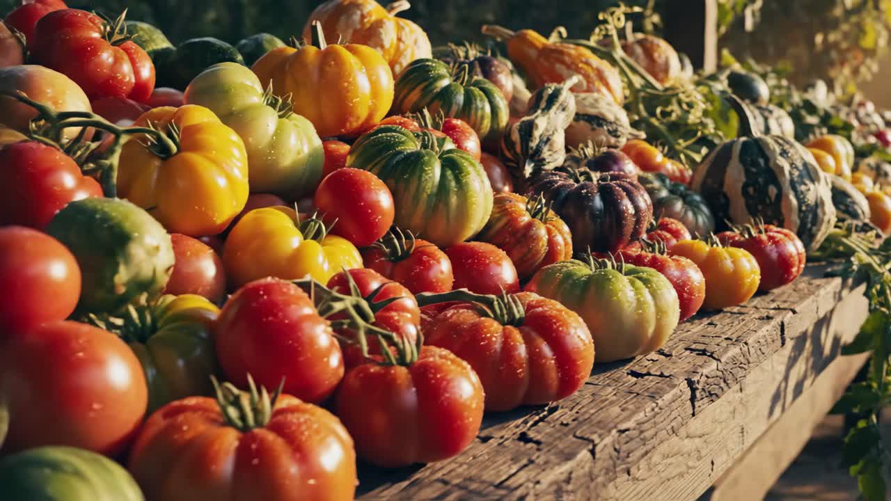 Tomatoes and Pumpkins Autumn Harvest