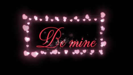 Animation-Von-„Be-Mine“-In-Roten-Buchstaben-Auf-Schwarzem-Hintergrund-Geschrieben