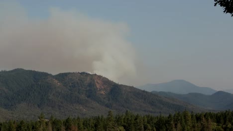 penacho de humo de incendios forestales de vista amplia