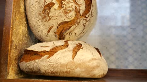 close-up of rustic bread loaves