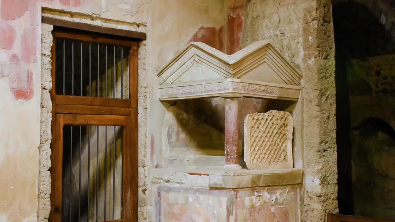 유명한 폼페이 도시의 폐허, 이탈리아. 메난드로스의 집