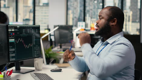 anxious portfolio manager worried by negative investment returns