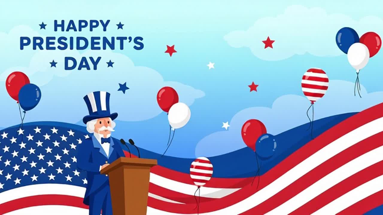 Happy Presidents Day Uncle Sam Speaking At Podium