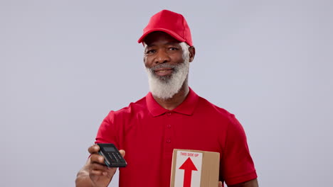 cajas de entrega, hombre negro maduro