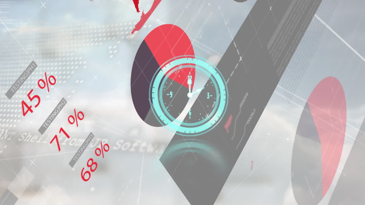 시계의 타이킹과 데이터 처리의 애니메이션