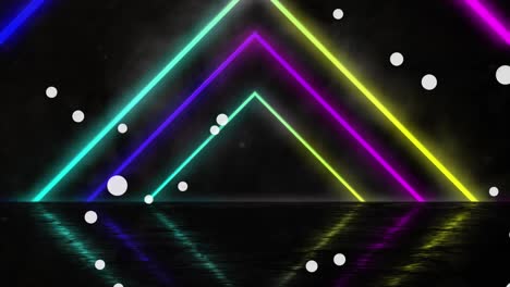 animación de puntos sobre formas de neón.