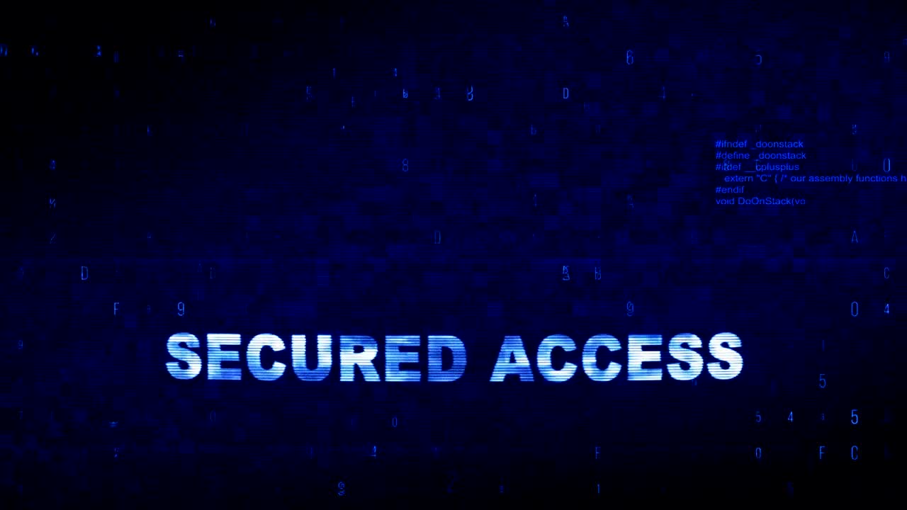 Secured Access Text Digital Noise Twitch Glitch Distortion Effect Error Loop Animation.