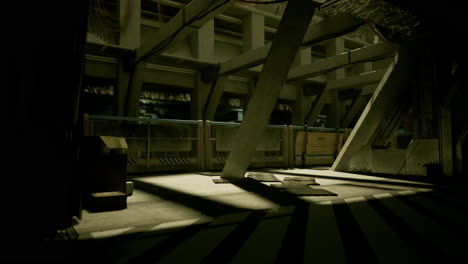 industrial interior highlighting shadows and light in an urban space