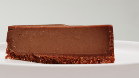 a piece of chocolate cheesecake
