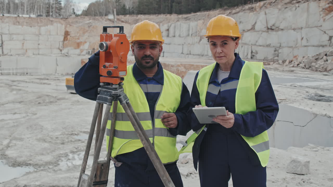 Granite Quarry Workers Posing in Workplace