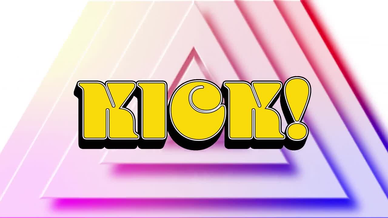 Animation of kick text on white background