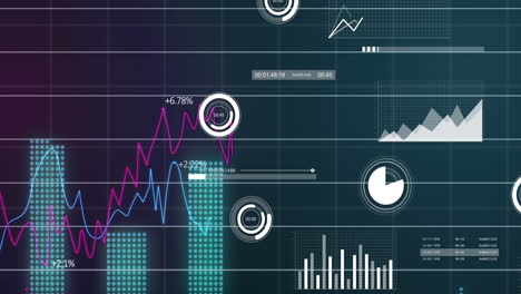 animación del procesamiento de datos estadísticos a través de la red de red contra un fondo verde