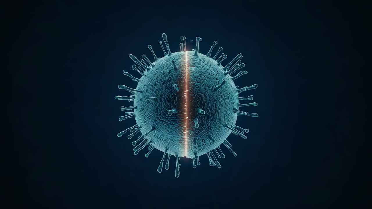 Rendering in 3D di una sfera arancione con illuminazione calda che ruota in uno studio buio, rivelando spuntoni