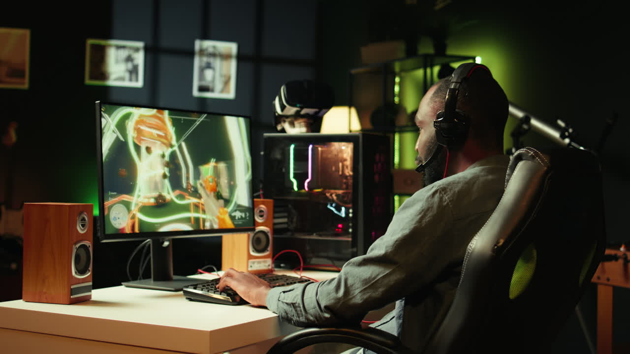 Man frustrated after receiving game over message on computer display