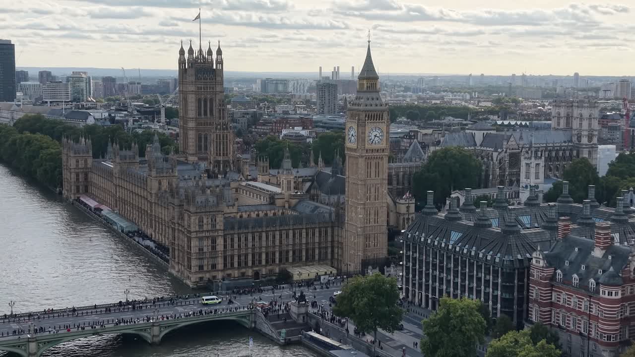 Houses of Parliament London UK drone,aerial 4K footage