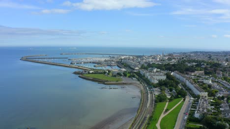 dún laoghaire harbour as seen from seapoint, monkstown, dublin, ireland, september 2021