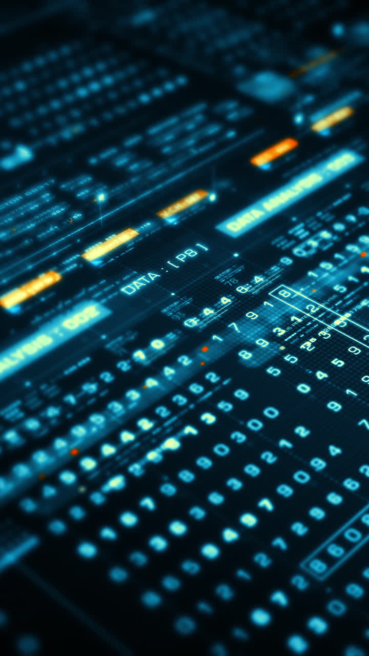 Advance metaverse, hi-tech digital data telemetry with encrypted numbers, display dynamic background for computer desktop vertical screen display format