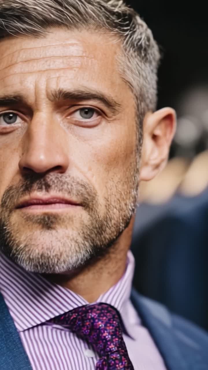 Ritratto accattivante di un uomo elegante con un aspetto distinto, una cura impeccabile e un abbigliamento elegante, che evidenzia raffinatezza e sicurezza.