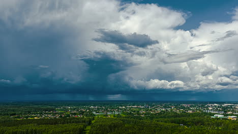 dynamic hyperlapse of stormy skies over a town with moody atmosphere