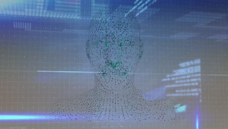 animación del procesamiento de datos sobre el humano digital