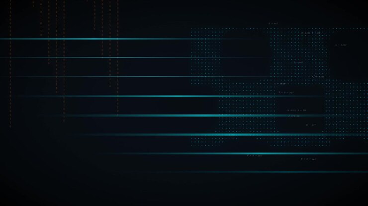 Abstract Digital Background with Glowing Data Lines and Mathematical Formulas