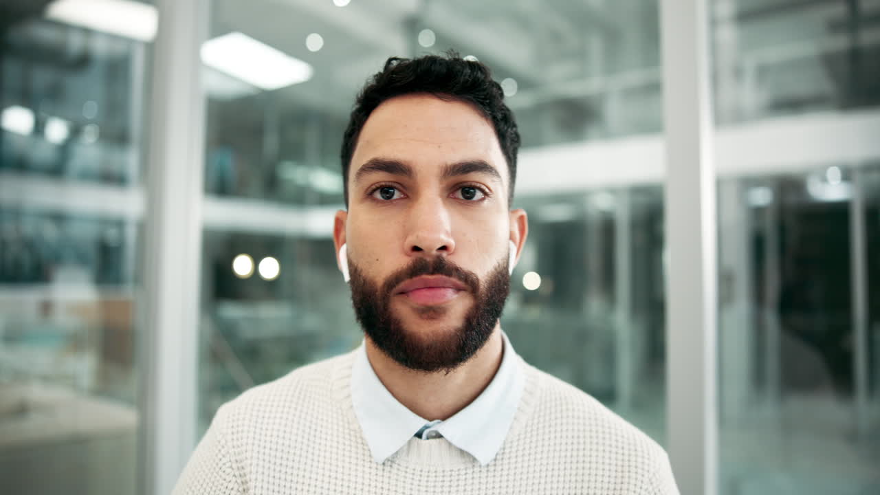 Man in office video call portrait