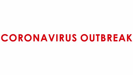Coronavirus-Ausbruch-Text-Typografie-Rote-Farbanimation-Glatt-Auf-Weißem-Hintergrund