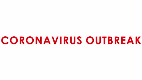 brote de coronavirus texto tipografía color rojo animación suave sobre fondo blanco