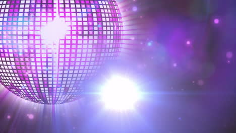 disco ball with purple lights and lens flares, creating vibrant animation