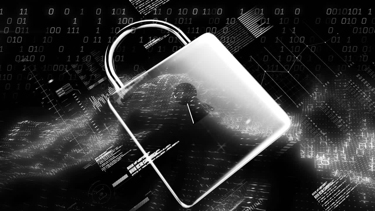 animación del procesamiento de datos sobre un fondo negro