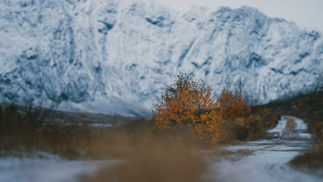 the light first snow covers the steep mountainsides-1