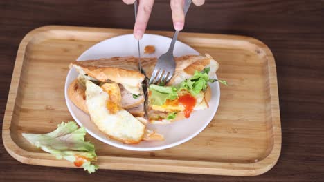 sequential preparation of a vietnamese banh mi sandwich