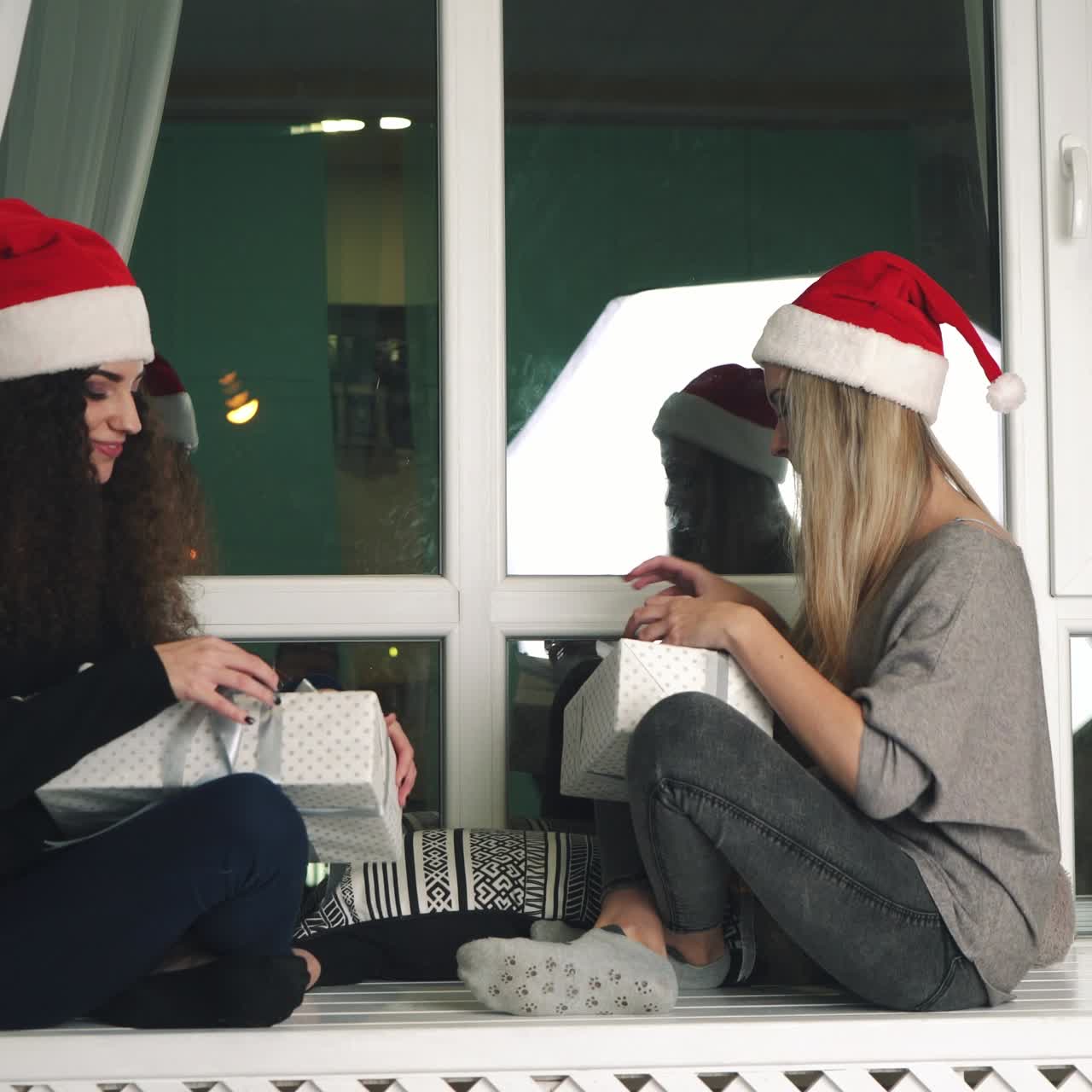 Women exchanging gifts