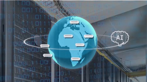 animación de todo el texto y el icono, procesamiento de datos en todo el mundo