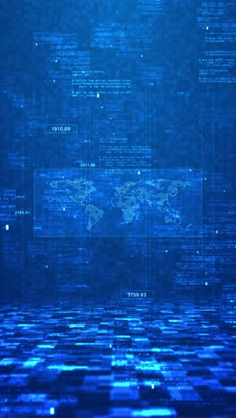 blue block circles motion abstract futuristic metaverse hitech user interface floating digital data